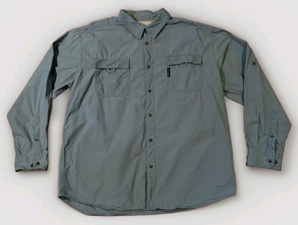 Vintage Columbia Sportswear Men XL Fishing Shirt Long Sleeve Blue Vent Mesh